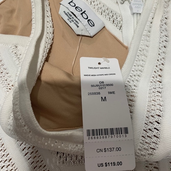 Bebe Maeve Mesh Stripe Midi Dress - Picture 7 of 11